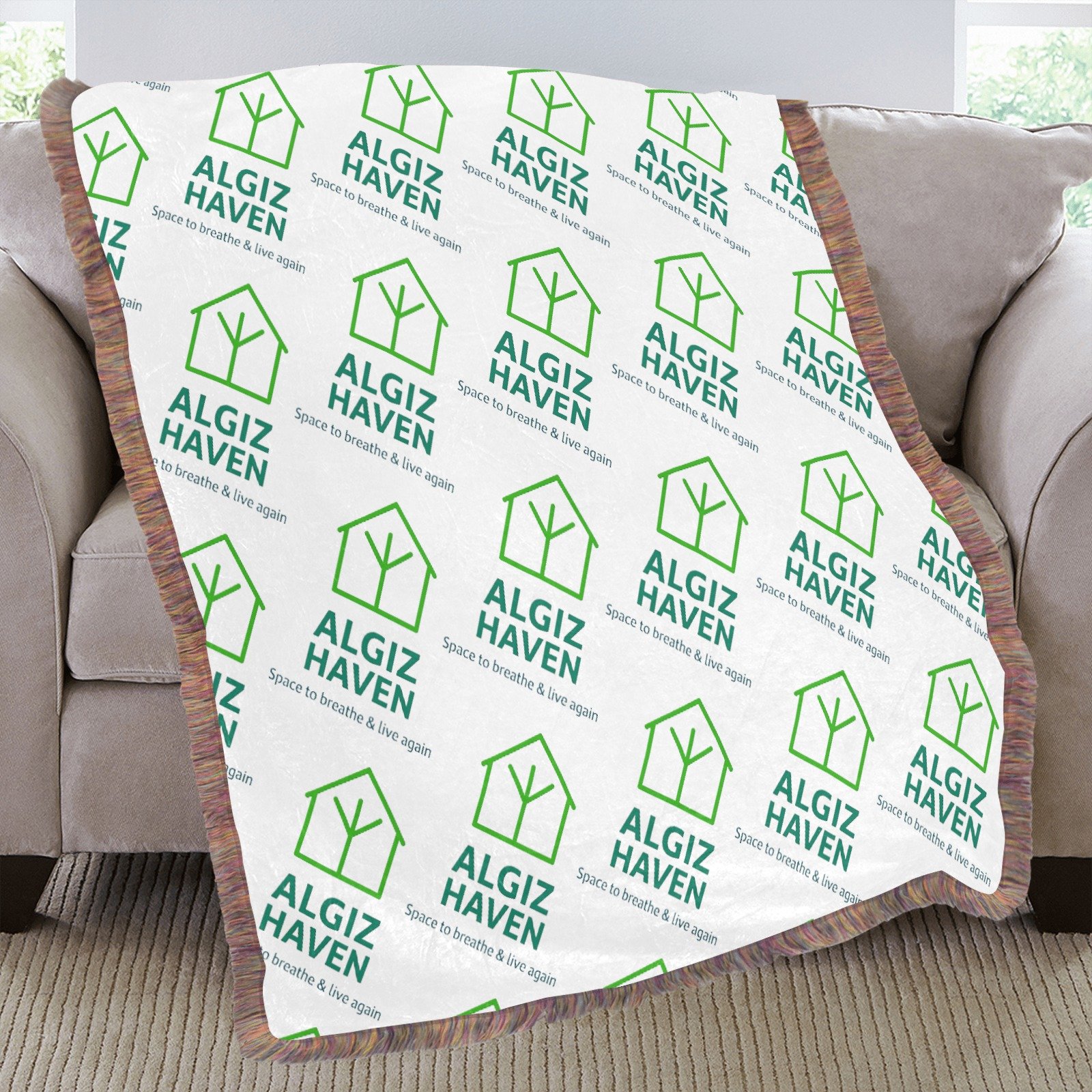 Ultra-Soft Mixed Green Fringe Blanket 50"x60" - Image 2